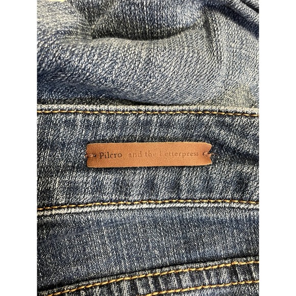 PILCRO ANTHROPOLOGIE Script High Rise Denim Jean Shorts Mid Wash Blue 30 - Picture 5 of 11